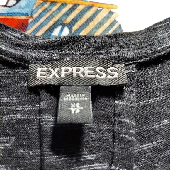 Express Women's Black Heathered Beaded Sleeveless Blouse - Picture 4 of 4